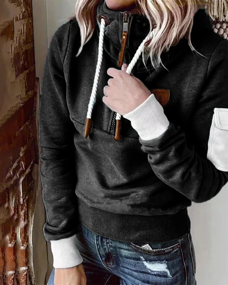 Sweat à Capuche Demi-Zip Pour Femme | Chaud