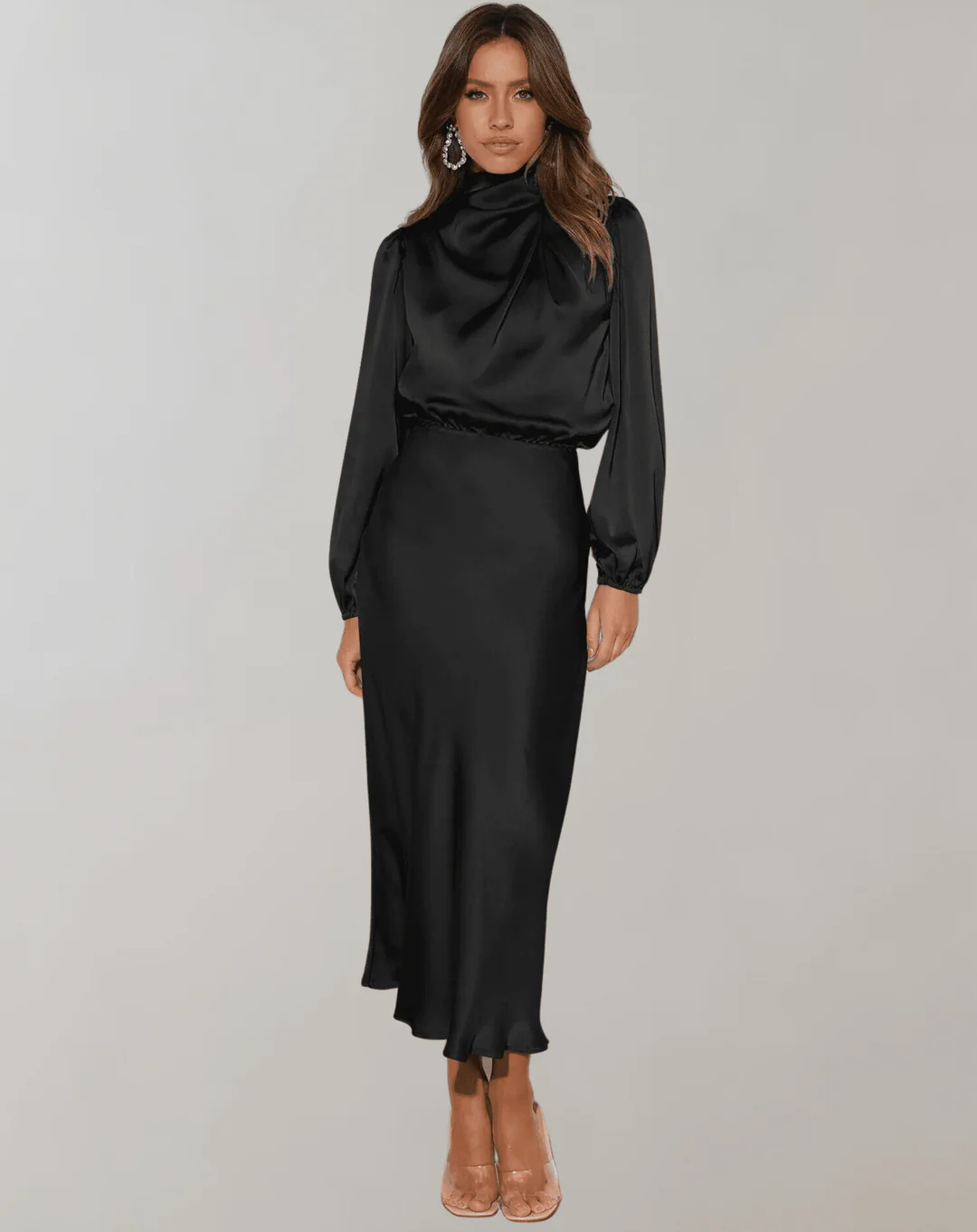 Robe Robe Elégante à Manches Longues Pour Femme | Maxi