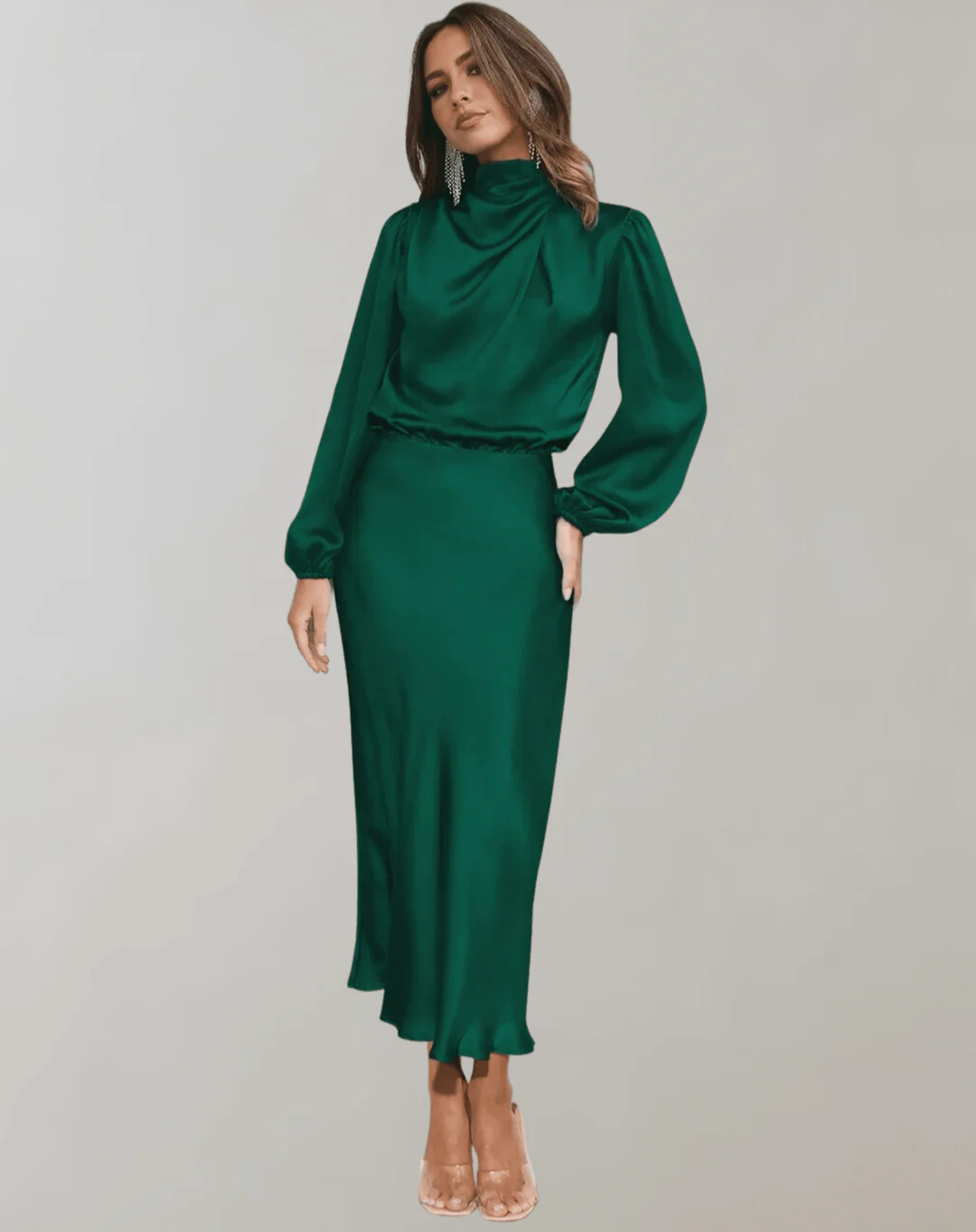 Robe Robe Elégante à Manches Longues Pour Femme | Maxi