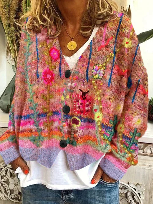 Cardigan Rétro Pour Femme | Chaud