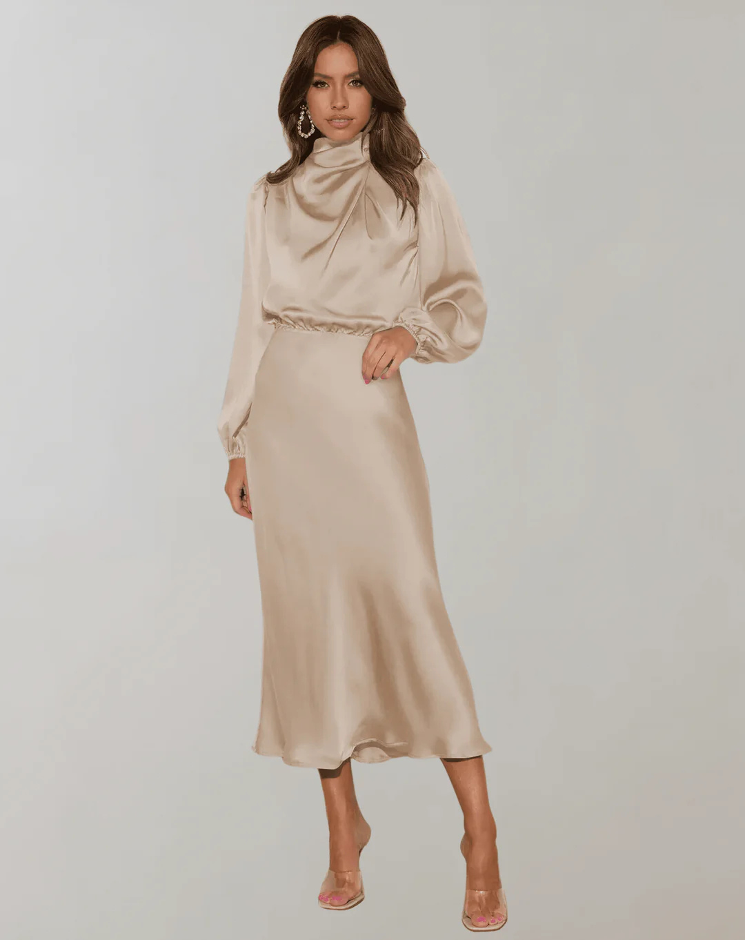 Robe Robe Elégante à Manches Longues Pour Femme | Maxi
