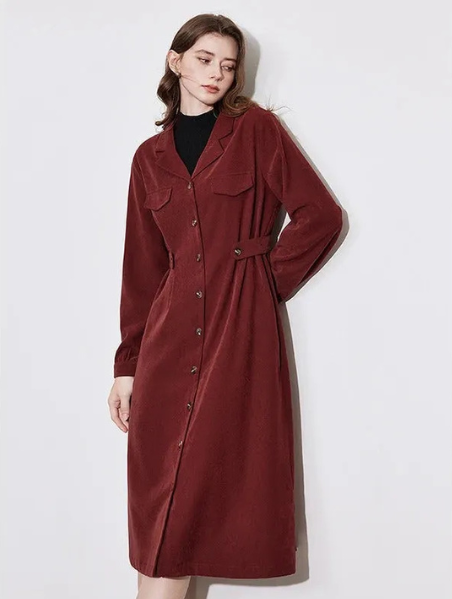 Robe Chemise Longue Manche Pour Femme | Midi