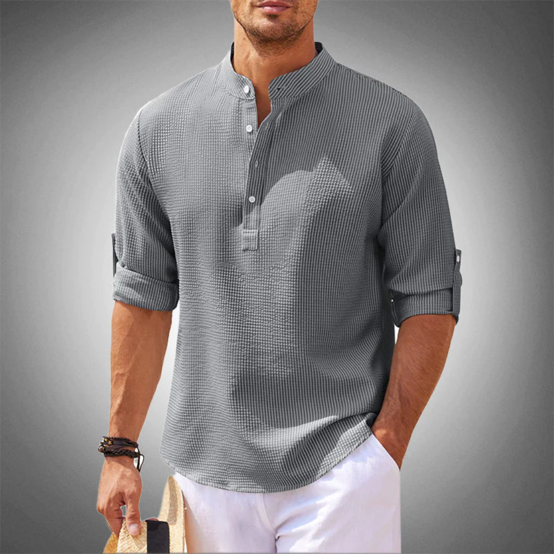 Chemise Collier à Bandes Pour Hommes | Manche Longue