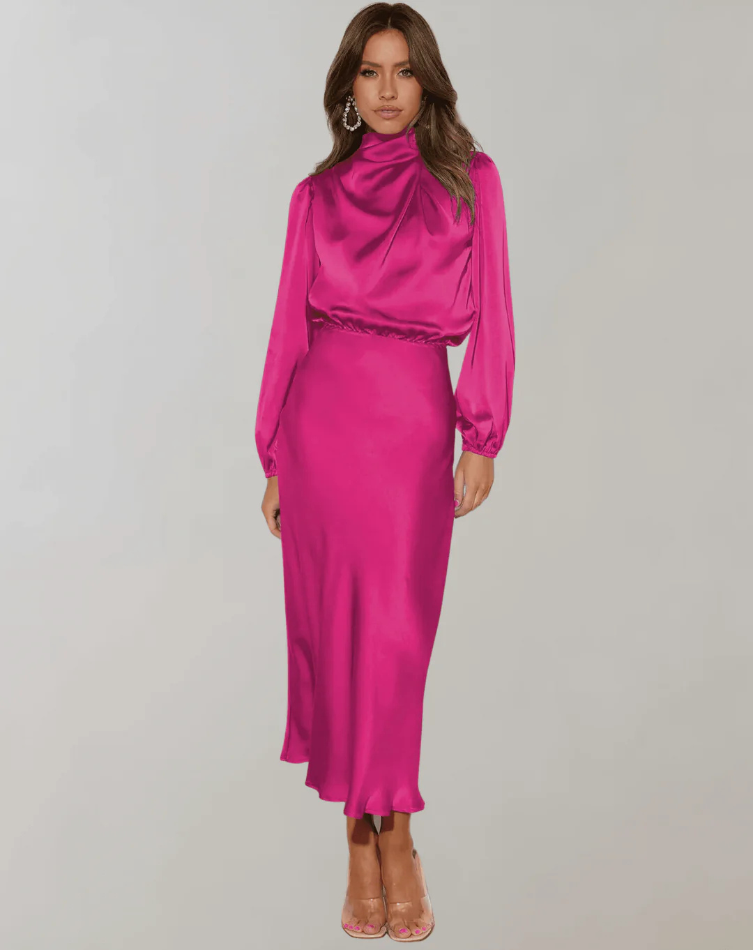 Robe Robe Elégante à Manches Longues Pour Femme | Maxi
