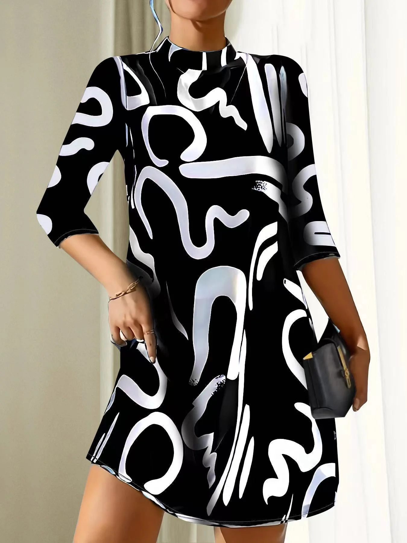 Robe Stylisé Imprimé abstrait Pour Femme | Mini