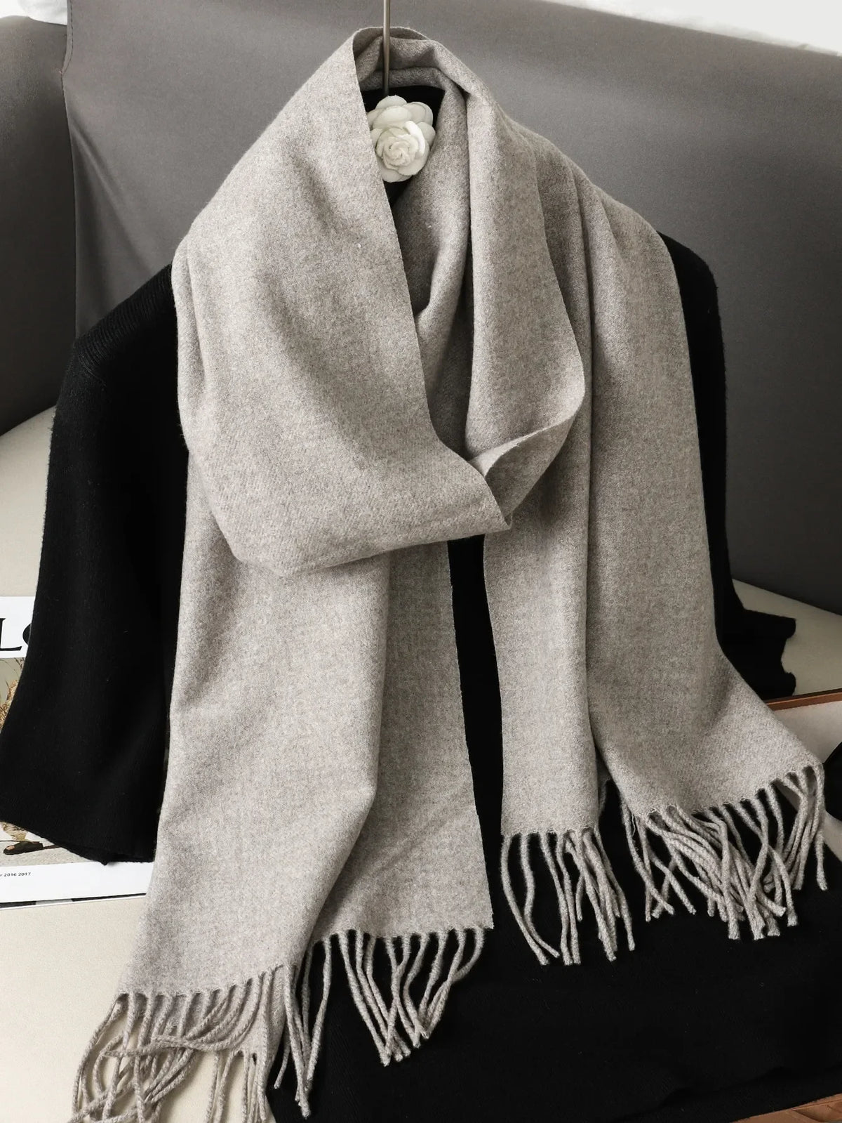 Écharpe Châle Femme Style Pashmina en Polyester Chaude Avec Glands