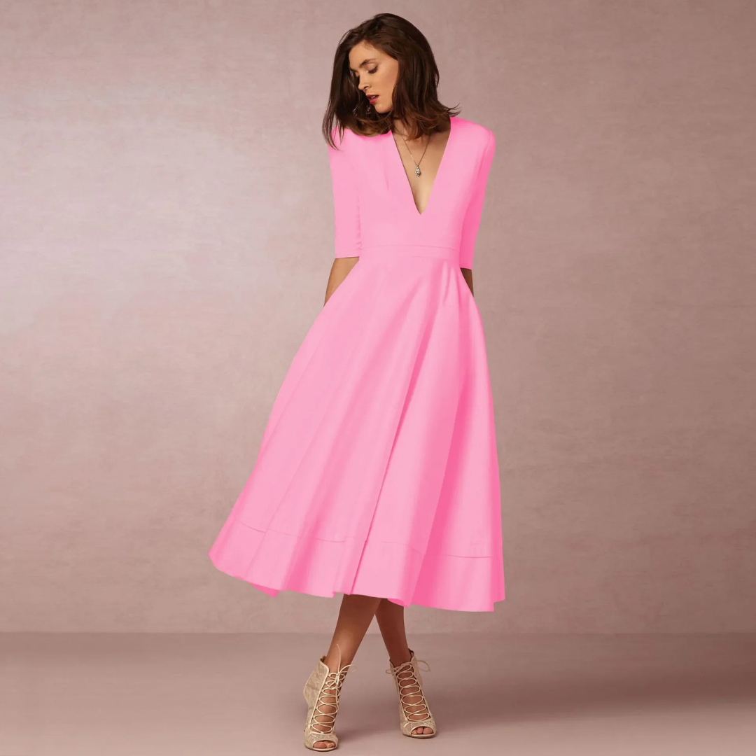 Robe Col en V Profond Princesse Pour Femme | Midi