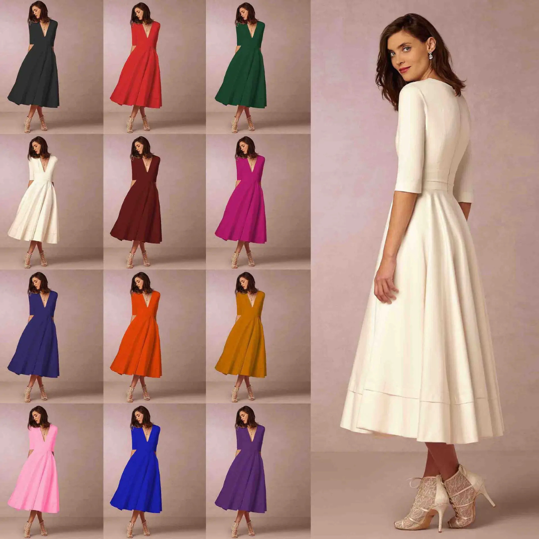 Robe Col en V Profond Princesse Pour Femme | Midi