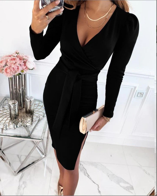 Robe Enveloppante à Col V Profond Pour Femme | Midi