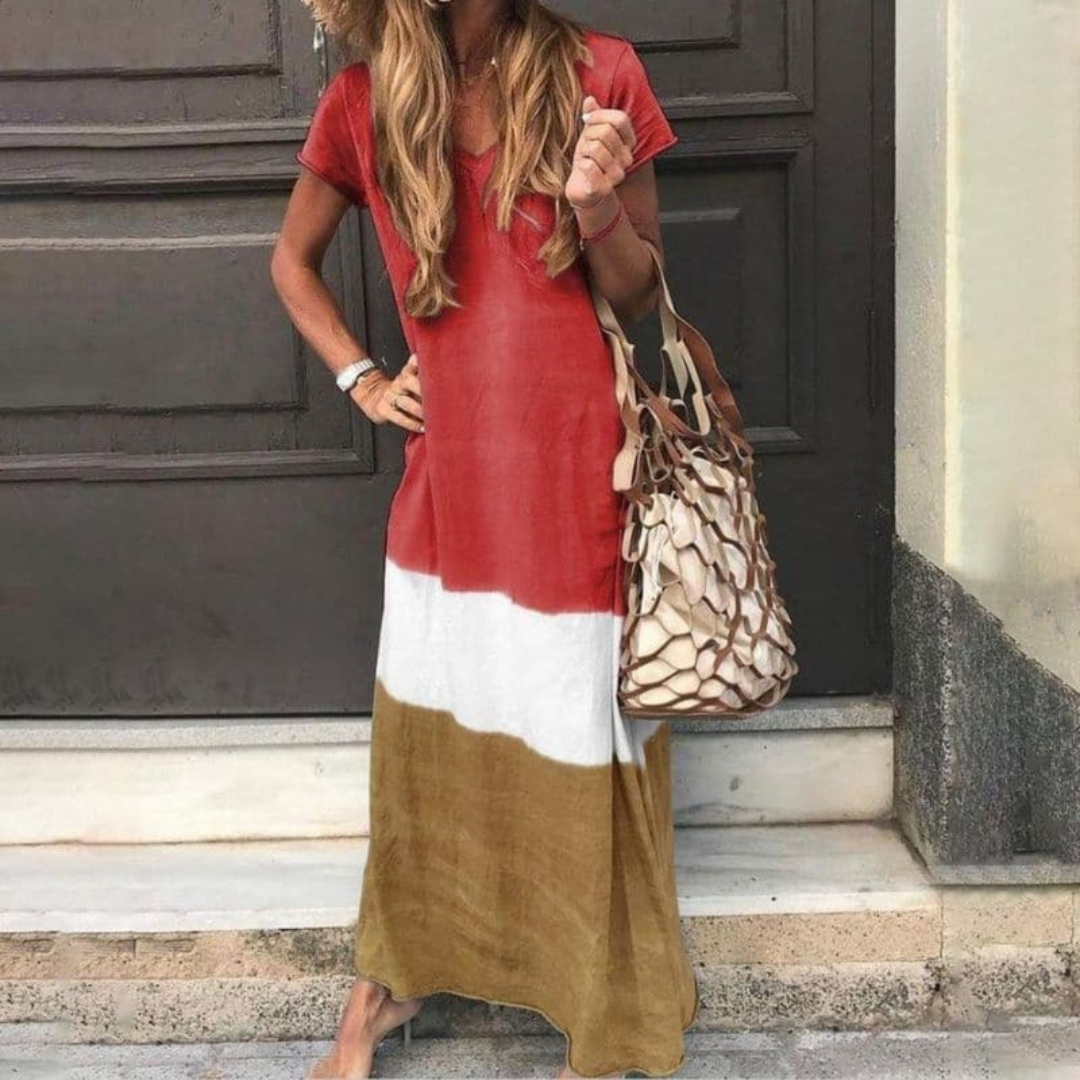 Robe d'été Trois-tons Pour Femme | Maxi