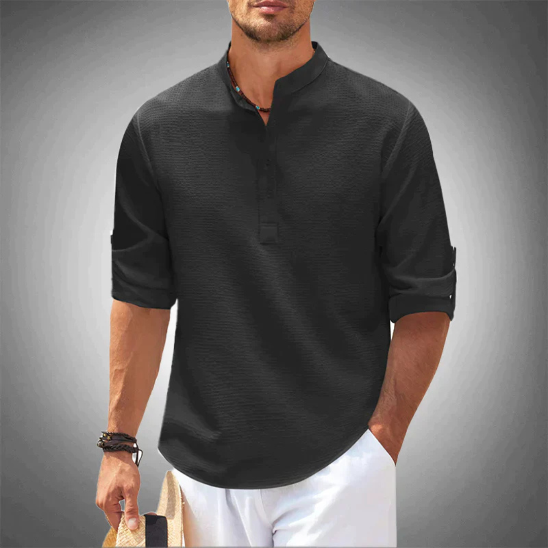 Chemise Collier à Bandes Pour Hommes | Manche Longue