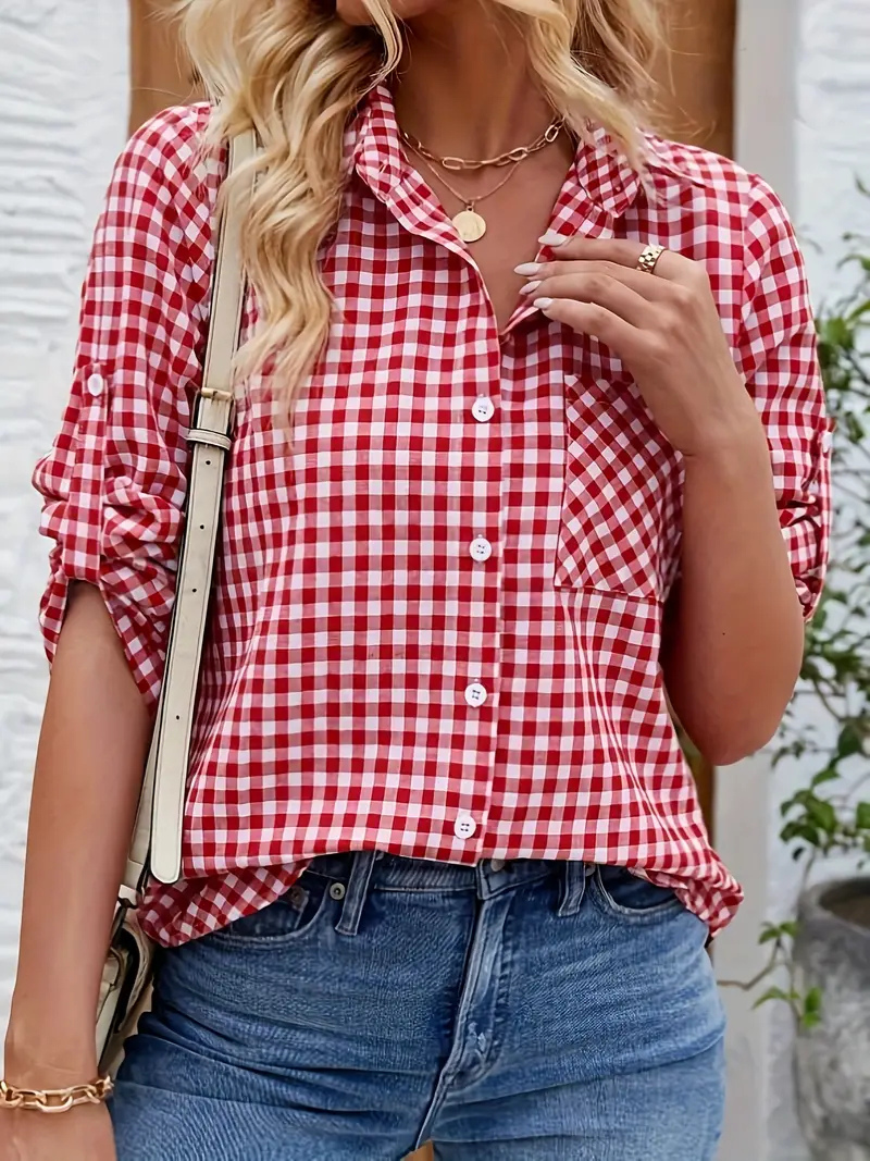 Chemise À Carreaux Pour Femme | Manches de Bracelet