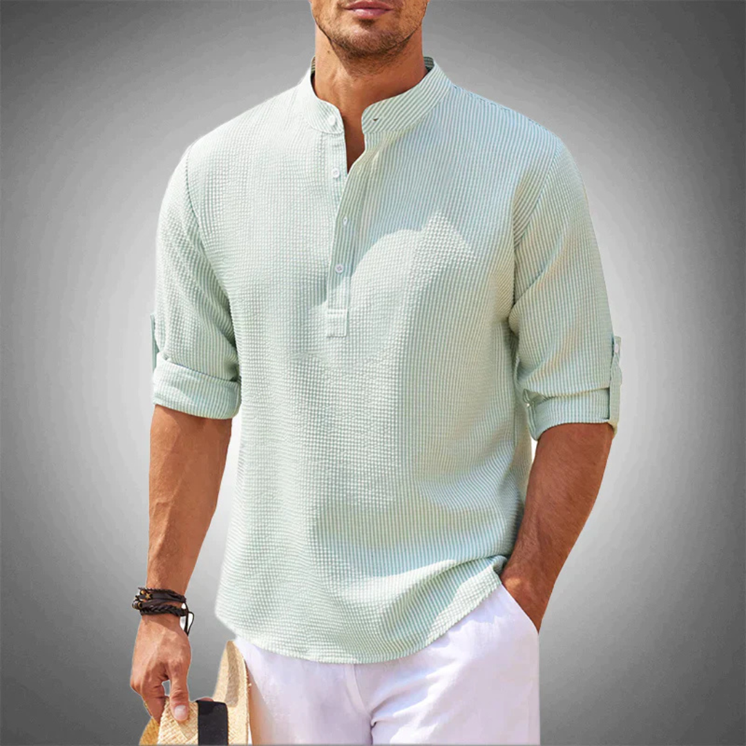 Chemise Collier à Bandes Pour Hommes | Manche Longue