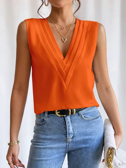 Top Chic Sans Manches Pour Femme | Col en V