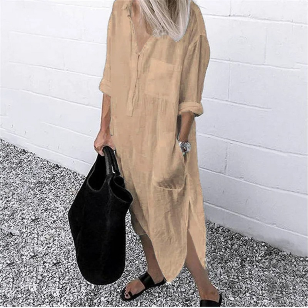 Majel | Robe Chemise Confortable Pour Femme | Maxi
