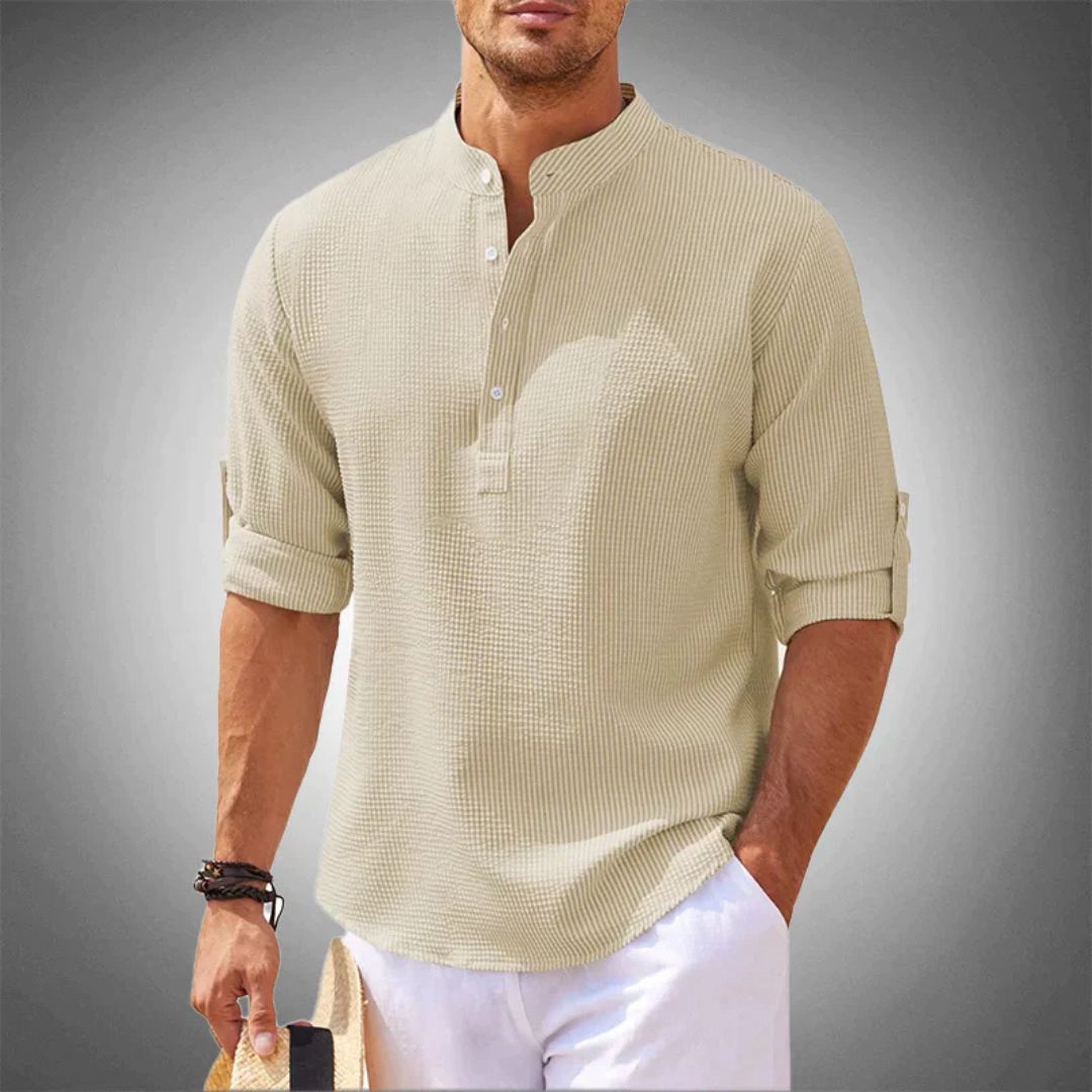 Chemise Collier à Bandes Pour Hommes | Manche Longue