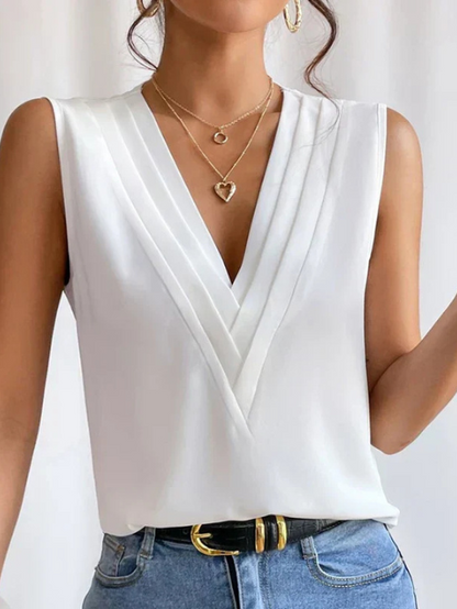 Top Chic Sans Manches Pour Femme | Col en V