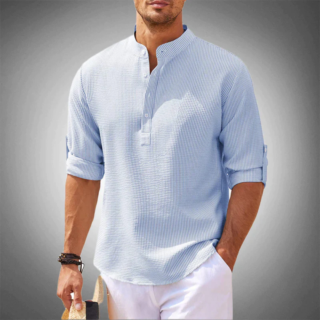 Chemise Collier à Bandes Pour Hommes | Manche Longue