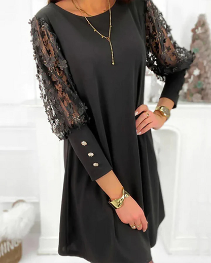 Robe Parti Manches Longues en Dentelle Pour Femme | Mini