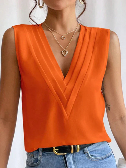 Top Chic Sans Manches Pour Femme | Col en V