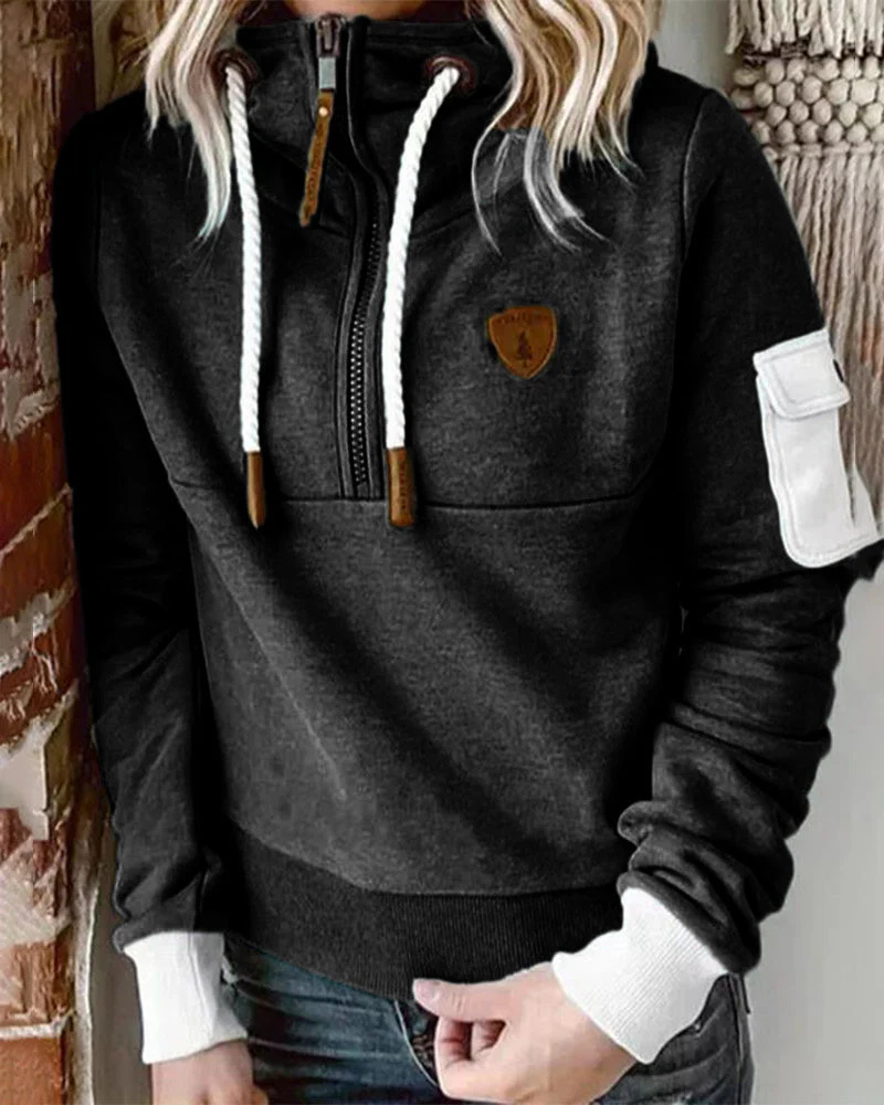 Sweat à Capuche Demi-Zip Pour Femme | Chaud