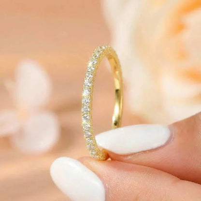Bague Empilable Argent 925 Zircon Demi-Ronde 2 mm