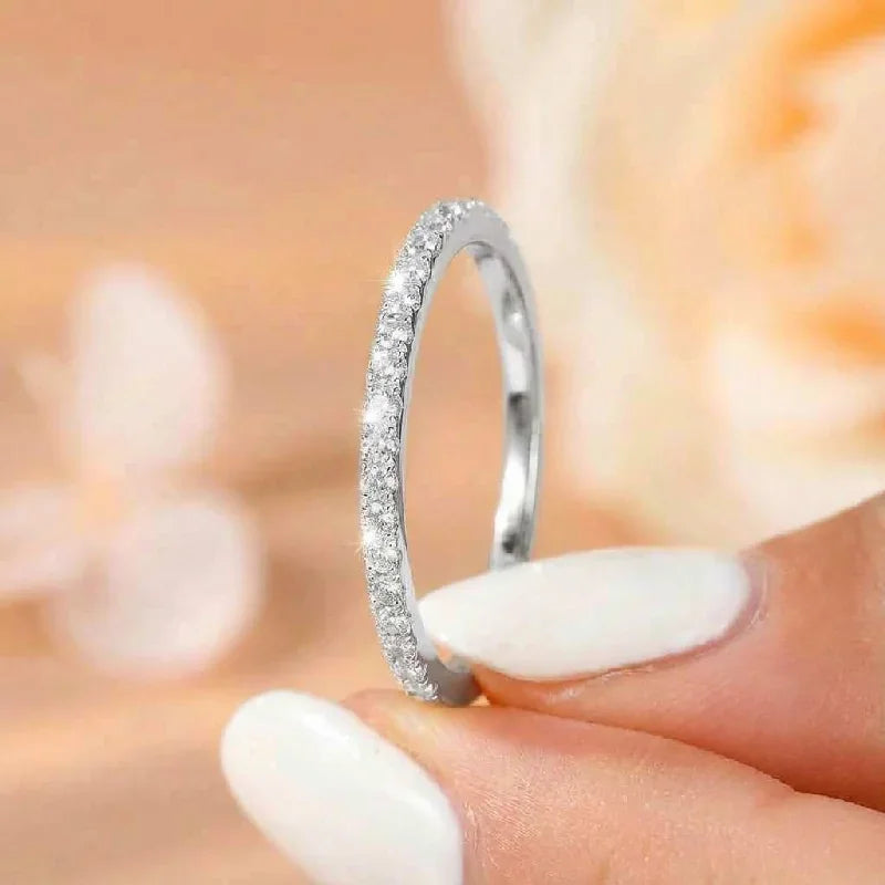 Bague Empilable Argent 925 Zircon Demi-Ronde 2 mm