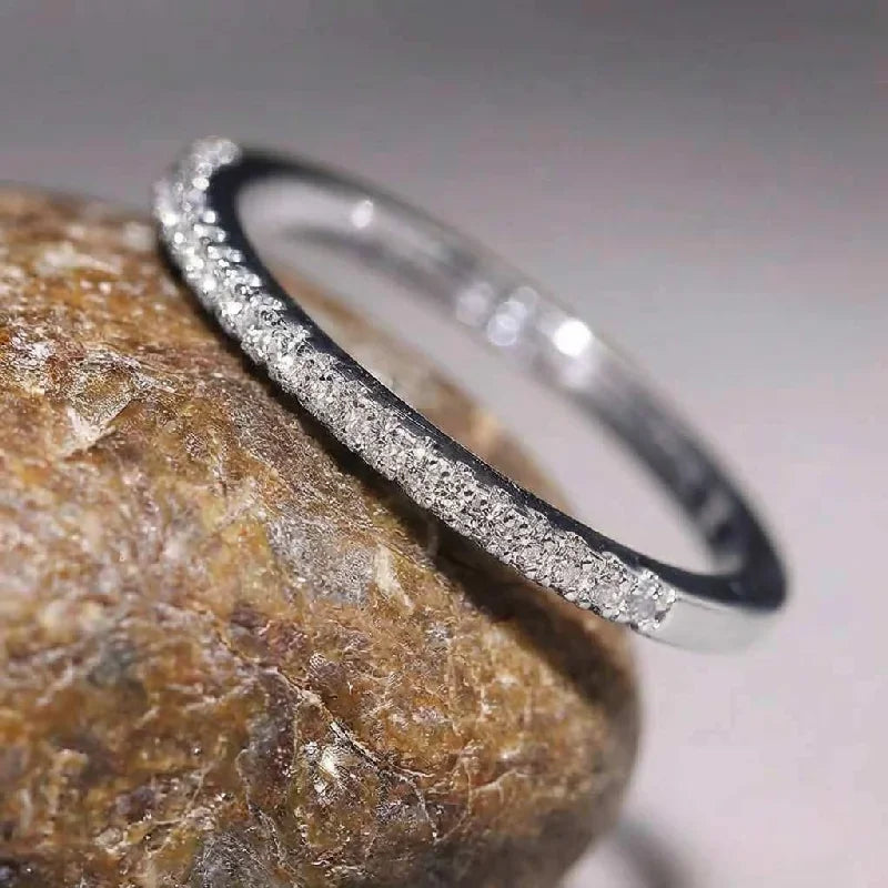 Bague Empilable Argent 925 Zircon Demi-Ronde 2 mm