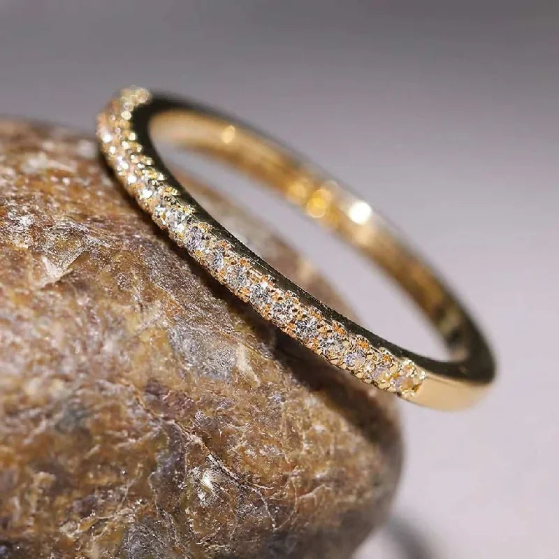 Bague Empilable Argent 925 Zircon Demi-Ronde 2 mm