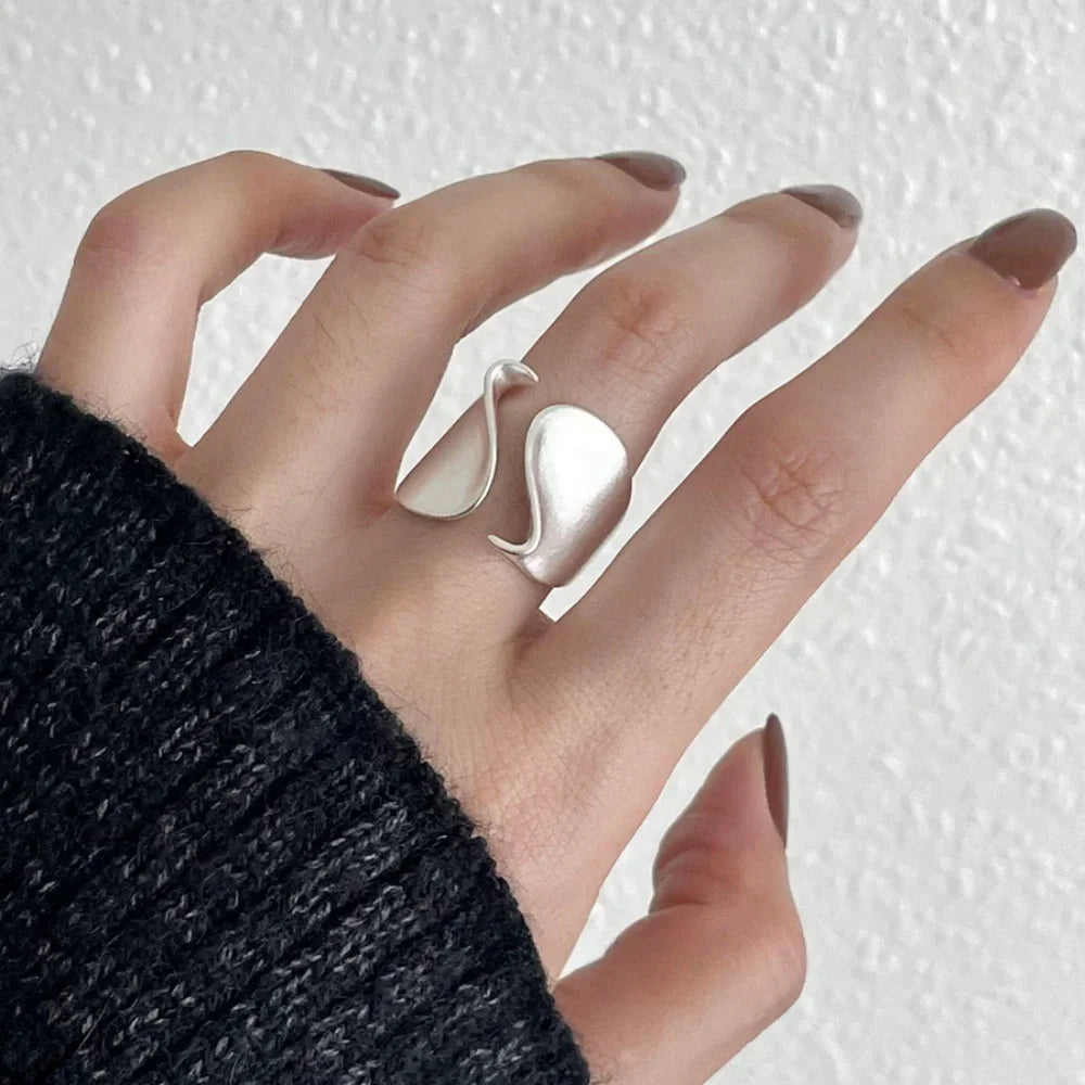 Bague Ouverte Minimaliste en Argent Sterling 925 pour Femme