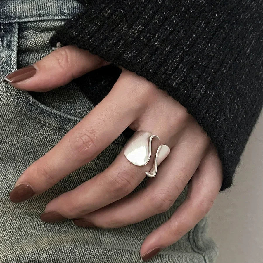 Bague Ouverte Minimaliste en Argent Sterling 925 pour Femme