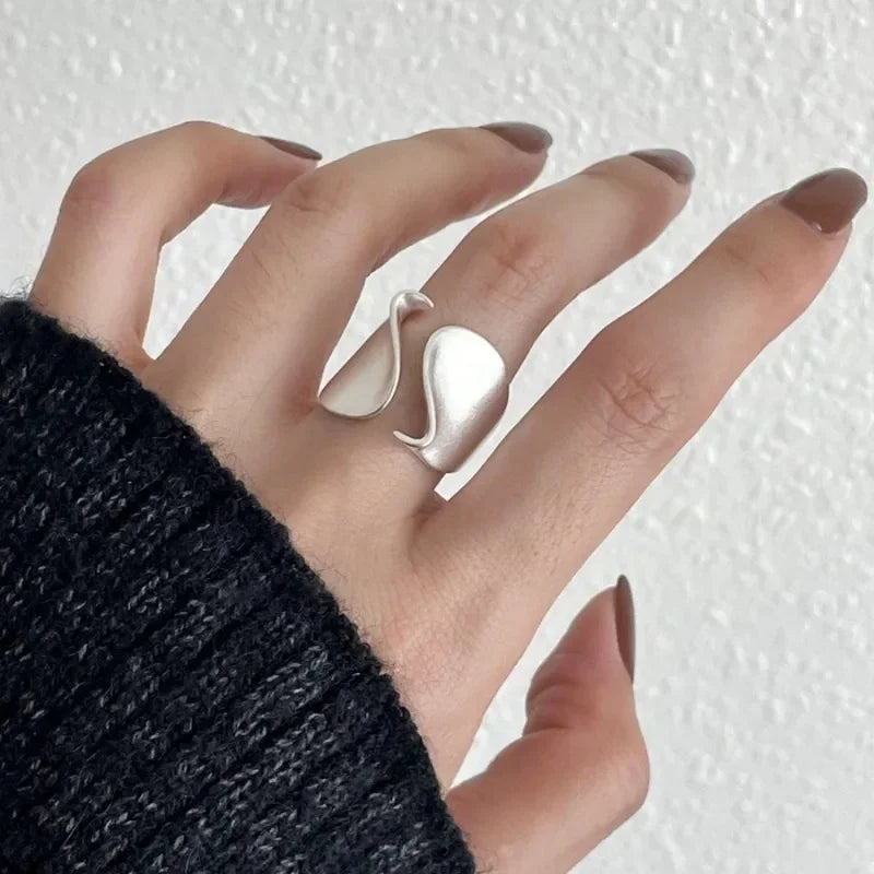 Bague Ouverte Minimaliste en Argent Sterling 925 pour Femme