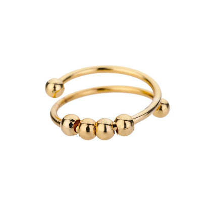 Bague Spinner Perles Anti-Stress Ouverte Réglable Acier Inoxydable Femme