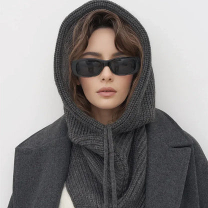 Bonnet-Balaclava Tricot Coton Avec Col Intégré Pour Femme