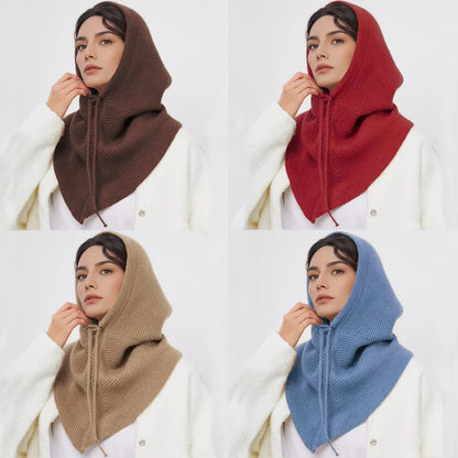Bonnet-Balaclava Tricot Coton Avec Col Intégré Pour Femme