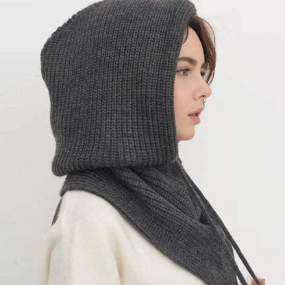 Bonnet-Balaclava Tricot Coton Avec Col Intégré Pour Femme