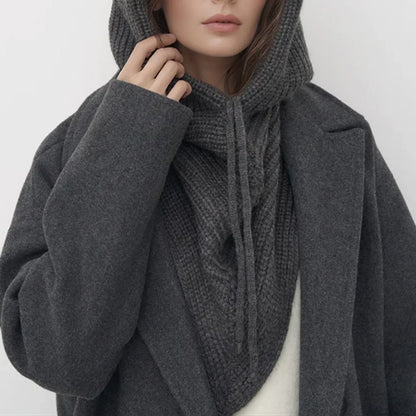Bonnet-Balaclava Tricot Coton Avec Col Intégré Pour Femme