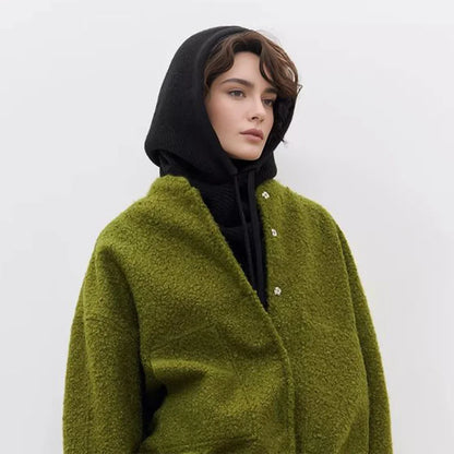 Bonnet-Balaclava Tricot Coton Avec Col Intégré Pour Femme