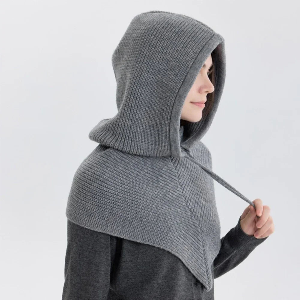 Bonnet-Balaclava Tricot Coton Avec Col Intégré Pour Femme