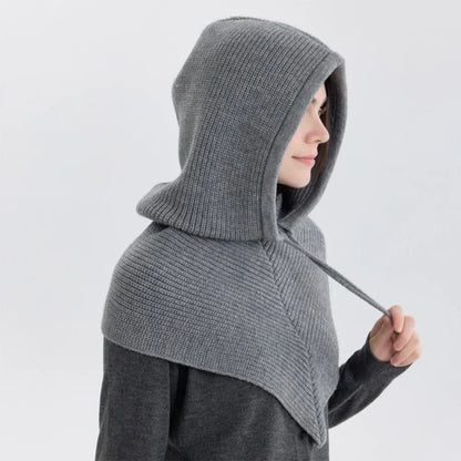 Bonnet-Balaclava Tricot Coton Avec Col Intégré Pour Femme