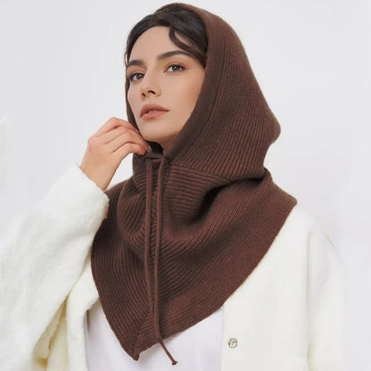 Bonnet-Balaclava Tricot Coton Avec Col Intégré Pour Femme