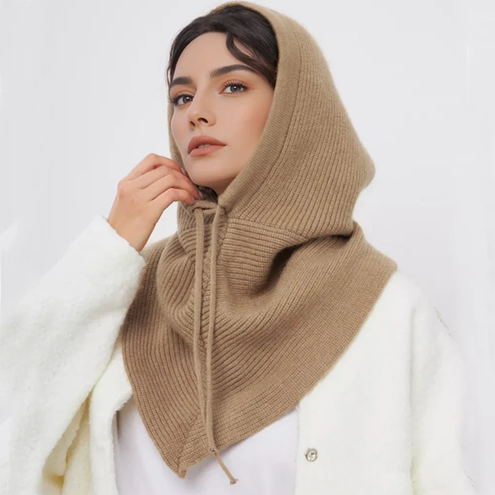 Bonnet-Balaclava Tricot Coton Avec Col Intégré Pour Femme