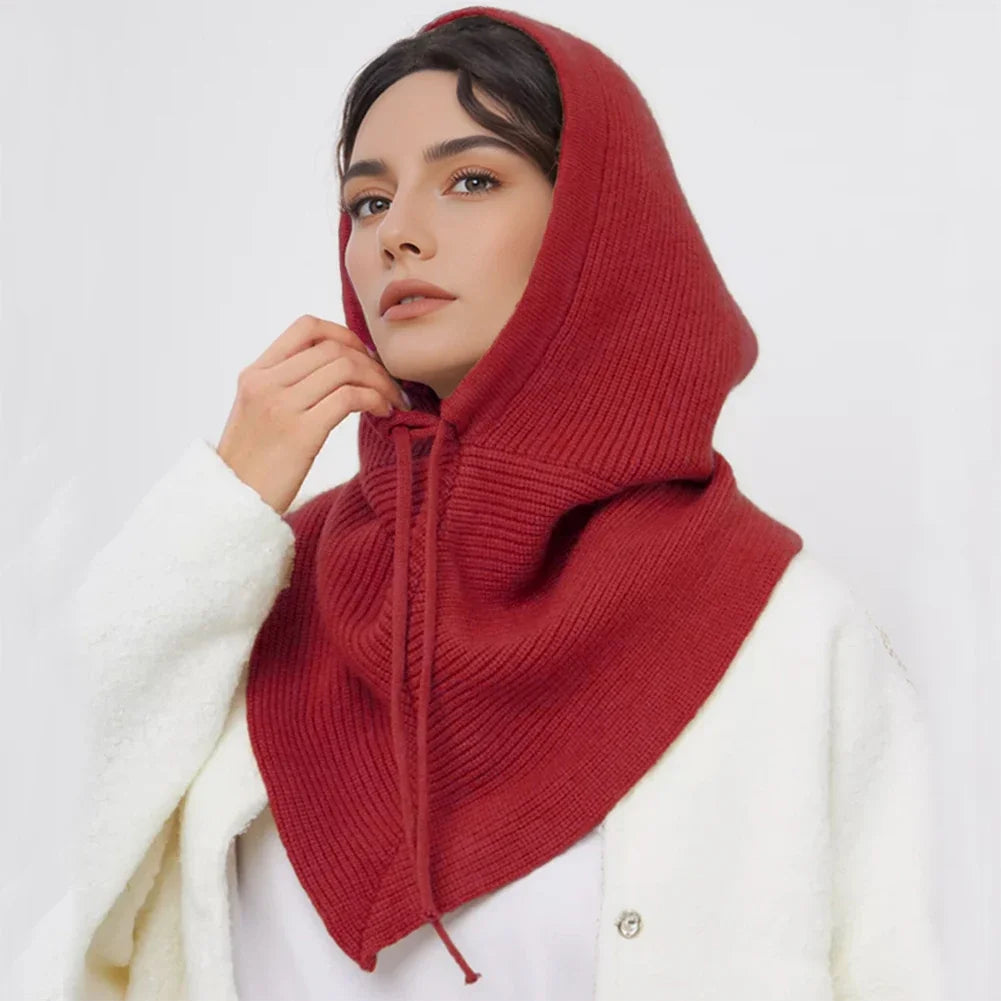 Bonnet-Balaclava Tricot Coton Avec Col Intégré Pour Femme
