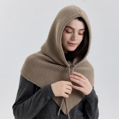 Bonnet-Balaclava Tricot Coton Avec Col Intégré Pour Femme