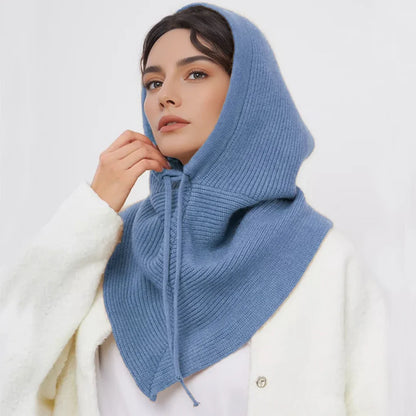 Bonnet-Balaclava Tricot Coton Avec Col Intégré Pour Femme