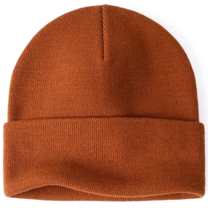 Bonnet Côtelé à Revers Unisexe en Acrylique pour Automne Hiver