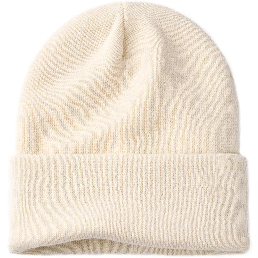 Bonnet Côtelé à Revers Unisexe en Acrylique pour Automne Hiver