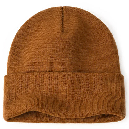 Bonnet Côtelé à Revers Unisexe en Acrylique pour Automne Hiver