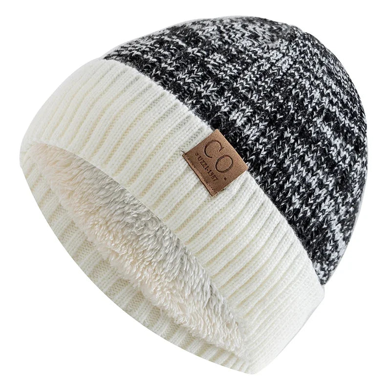 Bonnet Doublé Acrylique Unisexe Chaud Décontracté Hiver