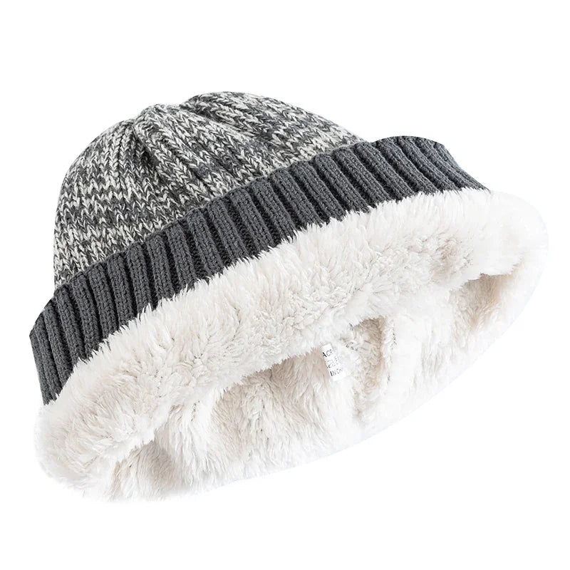 Bonnet Doublé Acrylique Unisexe Chaud Décontracté Hiver